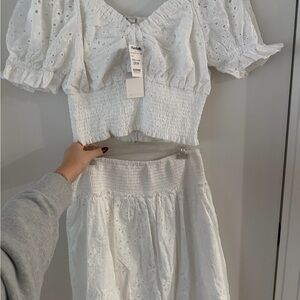 White Eyelet Matching Set- NWT